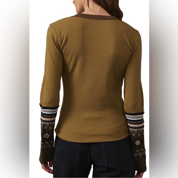 Free People Mikah Layering Cuff Top NWT in Army Combo, M - Picture 2 of 5